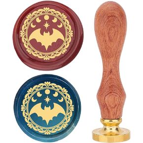 CRASPIRE BAT WAX SEAL SEAL SEAT 25MM HALLOWEEN MOON MOORES LACE الحدود الختم ختم شمع الختم الرجعية مقبض Rosewood Head القابل للإزالة لدعوات الزفاف مظاريف عيد الميلاد هدايا عيد الشكر هدايا