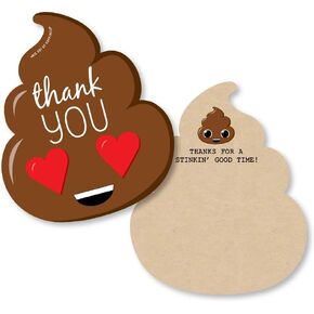 نقطة كبيرة من حفلة السعادة ، تيل ، أنت متصوّل - بطاقات شكر - Poop Emoji Party شكرًا لك على بطاقات الملاحظات - مجموعة من 12