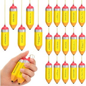 Cholemy 20 Pieces Preschool Teacher Gifts Motivational Stress Balls Art Teacher Pencil Stress Toys Inspirational Pencil Stress Relief Balls with Appreciation Quotes Hanging Ornaments with Gold Ribbon