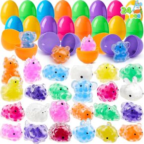 Joyin 24 PCS Easter Prected Eggs مع لعبة Mochi Squishy ، وضغط حشوات لعبة الصيد في عيد الفصح ، وأشجار السلة ، وصالح الحفلات ، وإصدار الإجهاد ، وجائزة الفصل الدراسي