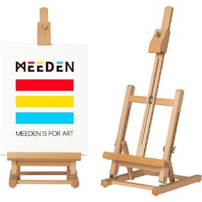 Meeden Tabletop Easel للطلاء H-Frame ، الطلاء القابل للضبط والعرض Top Stand Easel Stand ، قبض على قماش يصل إلى 16 "، زان من خشب الفن القوي للفن للبالغين ، والأطفال ، والمبتدئين