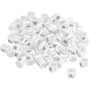 100Pcs XL Size, Clothes Hanger Marker Blank Tags, Fit for 3.5mm Rod, Garment Color Coding Tag, Show Your Information Snap On Hanger Tag, White