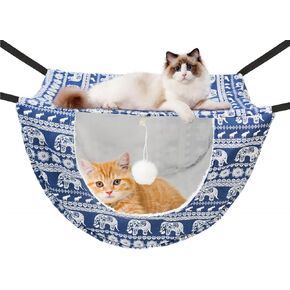 JSPYFITS Cat Cage Hammock,Double Layer Hanging Adjustable Soft Pet Bed Suitable for Kitten Ferret Puppy Rabbit or Small Pet,Hanging Bed for Pets,2 Level Indoor Bed for Any Season Pink Cat
