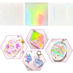 Funshowcase Holographic Resin Mold Holo Enlay Mats Silicone Making Making Supplies Pack of 6#4702-4707