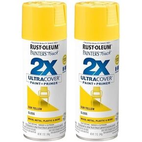 Rust-Oleum 249092 Painter's Touch 2x Ultra Cover Pray Paint ، 12 Oz ، Gloss Sun Yellow (حزمة 2)