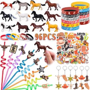 الحفلات Western Cowboy Party Favors Rodeo عيد ميلاد لوازم الأطفال المصغرة ألعاب Horse Straw Silicone Bracele