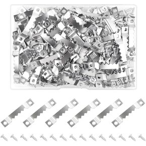100 PCS شماعات صور شديدة التحمل مع 200 جهاز كمبيوتر الشخصي ، شماعات إطار Sawtooth الصغيرة - حلول معلقة للصور للتعليق ، الصور ، الرسم - زخرفة المنزل (الفضة)