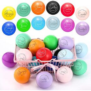 Meoock Inspirational Christians Lets Balls كلمات تحفيزية كبيرة مع كرات آية الكتاب المقدس ملونة تململ الإجهاد ديكور الكنيسة الهدايا المقدسة الهدايا الدينية لأمي أبي النساء الرجال (جولة ، 12)