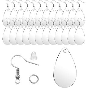 NIIIYYTB 25 PCS أسواق الأقراط من الفراغات للطباعة مع 25Hooks وقفز حلقات كبيرة مستديرة الفراغات منتجات المجوهر