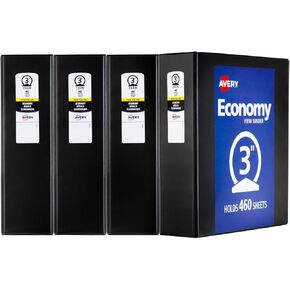 Avery Economy View 3 Binders Ring ، 3 "حلقات مستديرة ، 4 ملاعب سوداء (03361)