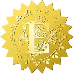CRASPIRE 144PCS LETTER E POIN GOLD FOIL ملصقات منقوشة 2 "الأظرف الأولي الأولي ذاتية الأظافر ذاتية.