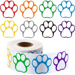 Boao 600 Pieces Dog Paw Stickers Colorful Dog Stickers Puppy Paw Decals for Gifts, Mailing, Party Decoration, Envelope Seals, 1.5 Inch