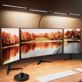 مصباح مكتب LED مع المشبك ، مصباح مكتب مهندس معماري 24 واط للمكتب المنزلي ، والتعتيم غير القابل للتخطي والضوء القابل للتعديل ، وإضاءة العين مع محول USB للقراءة ، والدراسة ، وإعداد متعدد الشاشة (أسود)