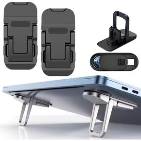 2PCS Laptop Stand Portable,Adjustable Laptop Riser Ergonomic Laptop Stand Cooling Mini Invisible Laptop Stand for Desk Computer Keyboard MacBook Notebook Stand Riser (Black)
