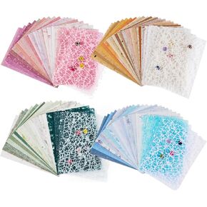 104pcs Multicolor Textured Scrapbook Paper Set, 5.51x3.94 Inch Rectangular Sheets with Buttons, Embossed, Crafts, Scrapbook