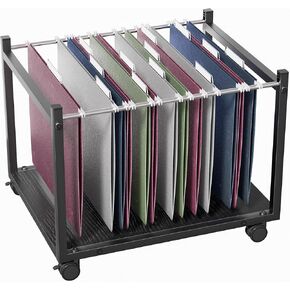 Aquzee Rolling File Carts with Wheels Hanging Files, Under Desk File Organizer for Home Office, Small Mobile Filing Cart Organizer on Wheels Fits for Letter Size Hanging File Folders, Black