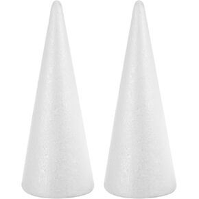Zerodeko 2pcs Foam Cones for DIY, Handmade White Solid Cones Craft Foam Foam Cones for Crafts DIY Craft Cone Accessories Flower Arrangement Props for DIY