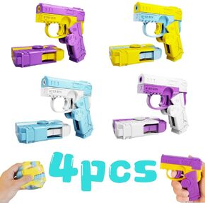 1 Set of 4 Fidget Spinners that Convert into Fidget Gun，Fidget Pistol with Simulated Mechanical Sound，Figette Spinners for Fun，Cool Adhd Toys，Transformable Fidget Spinner，Fidget Toys Suitable as Gifts