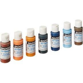 Badger Air-Brush Company Air-Opaque Airbrush Ready Water Based Acrylic Paint, 1-Ounce Each, Set of 7