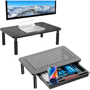WALI Bundles-Monitor Stand Riser Height Adjustable and Computer Monitor Stand with Drawer