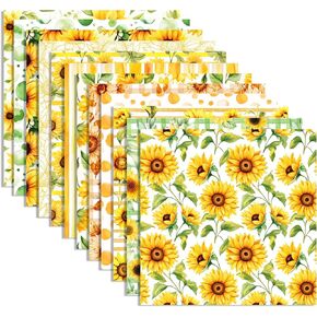 24 Sheets Sunflower Scrapbook Paper - 11.8"x11.8" Double-Sided Floral Pattern Pad for DIY Card Making, Origami, Home Decor (12 Wildflower Designs)
