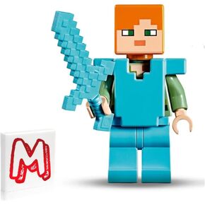 Lego Minecraft Minifigure - Alex (مع Azure Body Armor and Sword) 21154