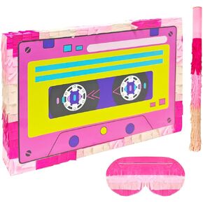 80S الراديو بوكس ​​بوكس ​​بيناتا 90S Piñata Music Piñata مع Pinata Stick for Hip Hop موضوع الحفلات إمدادات حفلة عيد ميلاد مركزية ديكور ديكور لعبة عيد ميلاد الزخارف اللوازم