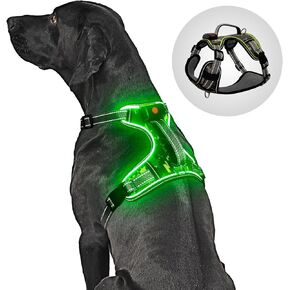 Light Up Dog Harness No Pull LED Dog Harness with Soft Handle Rechargeable Lighted Dog Harness for Small Dogs(Reflective,Adjustable,Lightweight)