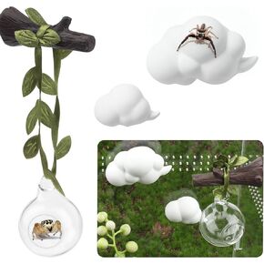 4pcs القفز عنكبوت إخفاء الكرة الزجاجية الموائل السحابية الحواف القفز على إكسسوارات العنكبوت لتزيين حاوية العنكبوت القفز