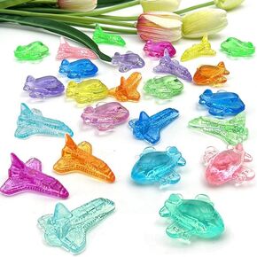 HappyFiller 90 Pcs Acrylic Mini Planes Small Plastic Airplane Bulk 9 Colors Perfect for Crafting, Party Favors,Home Decor, Table Scatters,Creative Art Projects
