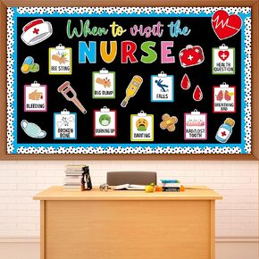 Naozinebi Nurse Theme Bulletin Board Set Decoration Health Posters Borders Paper Cutouts for Nursing School Classroom Office Wall Art Hospital Healthcare Clinic Decor