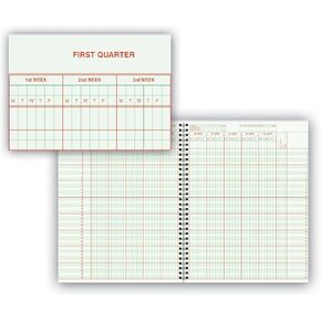 Hammond & Stephens 0633 H Class Record Book - Hard Red Cover, 8-1/2 X 11 Inches, 40 Students, 8 Subjects, 9/10 Week, Green/Red