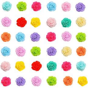 LOPURO Flower Resin Charms, 100Pcs Resin Rose Flower Flatback Beads Charms Floral Decor Charms Flatback Cabochons for Jewelry Making DIY Crafts Hair Accessories Scrapbooking