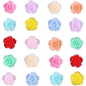 LOPURO Flower Resin Charms, 100Pcs Resin Rose Flower Flatback Beads Charms Floral Decor Charms Flatback Cabochons for Jewelry Making DIY Crafts Hair Accessories Scrapbooking in Kuwait