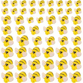 Xindojuz 60 PCS Bumble Bee Decor Resins Honey Bees for Crafts, Tiny Plastic Bees Ornaments for DIY Wreath Embellishments and Bee Themed Party Supplies Baby Shower Birthday Table Decoration (3 Size)