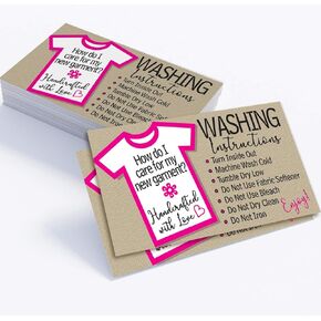 Washing Instructions - Business Cards - 3.5" x 2" Standard Business Card - Set of 50 - Blank Stationery - Beautiful and Minimalist Business Washing Instructions Cards for Under $10!