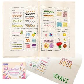 Vixavi Stitch Book مجموعة تطريز للمبتدئين - دليل شامل للمبتدئين للمبتدئين للبالغين - كتاب خياطة مصغرة للإبداع - كتب خياطة السفر المحمولة