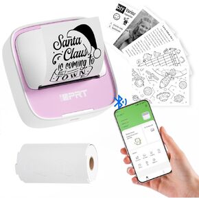 طابعات ملصق حرارية صغيرة محمولة ، طابعات Bluetooth Inkless مع ورقة ملصق 1 لفة ، آلة ملصقات للملاحظات ، المجلة ، DIY ، طباعة الملصقات ، متوافقة مع هواتف iOS و Android ، الوردي