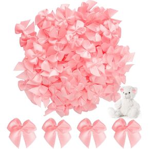 100 PCS Mini Pink Dows ، أقواس شريط الساتان الوردي للحرف اليدوية ، 1 بوصة أقواس أقواس الحفلات للخياطة DIY ، تغليف مخبز الزهور ، زواج عيد ميلاد الزفاف عيد ميلاد الزفاف