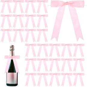 Sliverdew 50 PCS Twist Tip Bows 5 × 7 بوصة من أقواس الشريط الممتاز الممتاز Twist Tie Tie Satin Ribbon Bows for Treat Acags Glapp Basking Wedding Dame Shower حفلة عيد ميلاد ، وردي