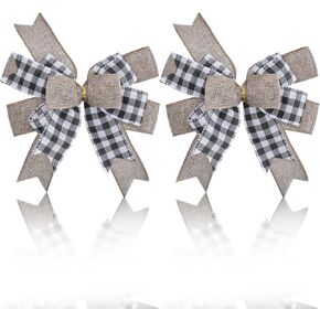 GORGECRAFT 2Pcs Wreath Bow Polyester Red White Love Heart Pattern Wedding Party Decorative Big Bowknot with Twist Tie fo in Kuwait