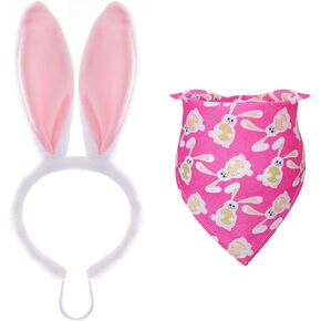 أزياء Choyaxo Dog Easter بما في ذلك Bunny Ears Bandana Bandana