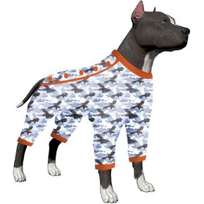 Lovinpet Big Dog Bodysuit Onesie لطيف ، كلب رعاية الجرح ، قميص مهدئ للحيوانات الأليفة ، Pittie Pajamas ، 4 مرخّرات كبيرة من الكلاب ، طباعة يونيكورن ، PJs ممتدة للكلاب ، كبيرة