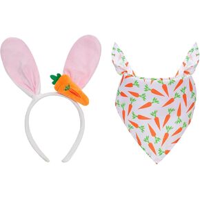 2PCS Easter Dog Associory accessories Brunny Ears The Develdger Carrot Triangle Bandana for Dogs
