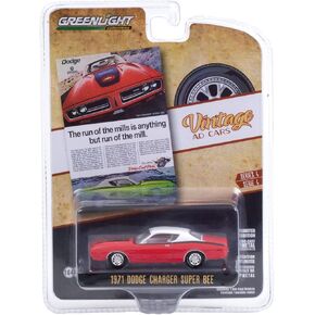 Greenlight 39060-A Vintage AD Cars Series 4-1971 Dodge Charger Super Bee "The Run of the Mills ليس سوى تشغيل المطحنة" 1:64