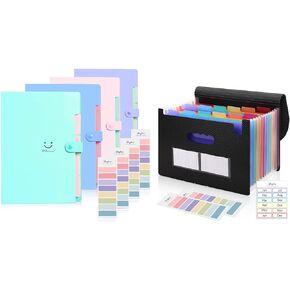 منظم ملفات Skydue Accordion ، 13 مجلدات ملفات ومجلدات ملفات توسيع مع 5 جيوب حزمة من 4