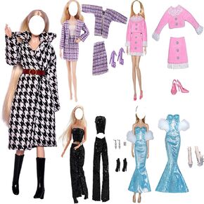 ملابس الدمية ، 5 مجموعات ملابس Houndstooth سراويل قبعة الرياح للرياح للدمى 11.5 بوصة الملحقات نمط عشوائي