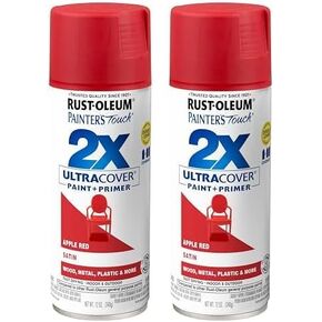 Rust-Oleum 315396 Painter's Touch 2x Ultra Cover Cover Paint ، 12 OZ ، Satin Apple Red (حزمة 2)