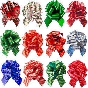 24 PCS عيد الميلاد السحب أقواس لالتفاف الهدايا مع الشريط 5 بوصة ديكورات يوم الملاكمة ، ديكور عيد الميلاد الحاضر هدايا التغليف عيد الميلاد