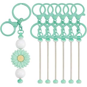 سلاسل مفاتيح Sunnyclue قابلة للخرز 10pcs أشرطة سلسلة المفاتيح مع 10pcs مفاتيح مفاتيح المشابك المعادن مفتاح مفاتيح فارغة قابلة للخرز سلسلة مفاتيح الخرز للخرز لتصنيع المجوهر
